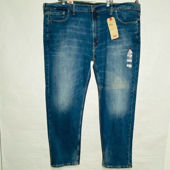 Levis 502 Jeans Mens Size 50 x 34 Taper Stretch Medium Wash